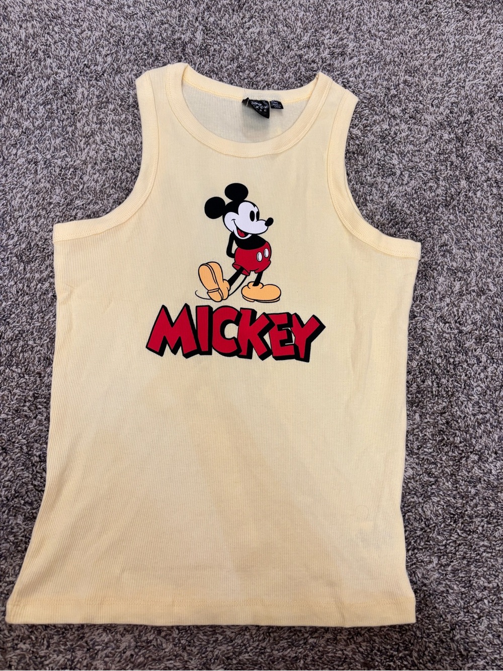 NWOT Women’s Disney Yellow Mickey Mouse Graphic Tank Top Sz Small